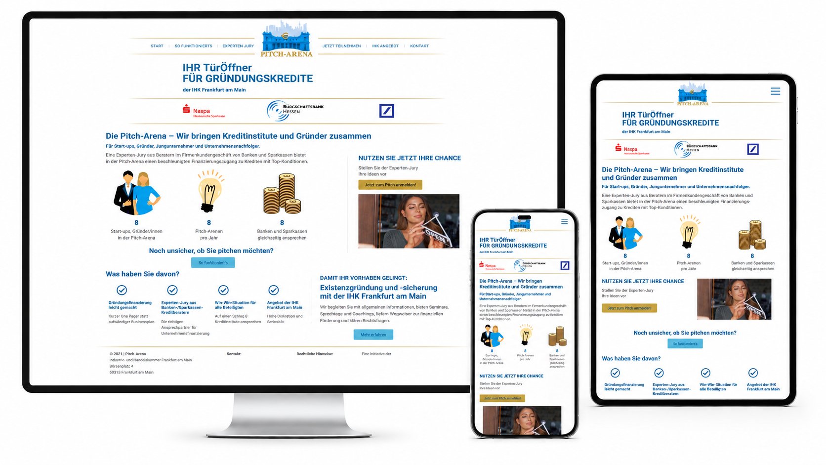 Die Pitch Arena Frankfurt ein Angebot der IHK Frankfurt am Main WordPress-Entwicklung & Betreuung der Pitch-Arena – ein Projekt der IHK FFM