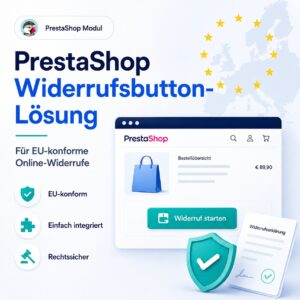 EU-konforme Widerrufsbutton-Lösung für PrestaShop<div class="ope-cart-description"><p><b>PrestaShop Widerrufsbutton-Lösung für EU-konforme Online-Widerrufe: einfach integriert, rechtssicher umgesetzt und ideal vorbereitet für die kommende Widerrufsbutton-Pflicht im Online-Shop.</b></p>

<div class="module module-icon tb_d80m250 small icon_vertical">
 <div class="module-icon-item">
 <em class="tf_box" style="background-color:#4d7de1;color:#edf3ff">
 
 
 
 </em>
 <span>EU-konform</span>
 </div>

 <div class="module-icon-item">
 <em class="tf_box" style="background-color:#4d7de1;color:#edf3ff">
 
 
 
 </em>
 <span>Einfach integriert</span>
 </div>

 <div class="module-icon-item">
 <em class="tf_box" style="background-color:#4d7de1;color:#edf3ff">
 
 
 
 </em>
 <span>Rechtskonformer Widerrufsprozess</span>
 </div>
<div class="module-icon-item">
 <em class="tf_box" style="background-color:#4d7de1;color:#edf3ff">
 
 
 
 </em>
 <span>Kompatibel mit Version 1.7.x.x – 9.1.x</span>
 </div>
</div></div>
