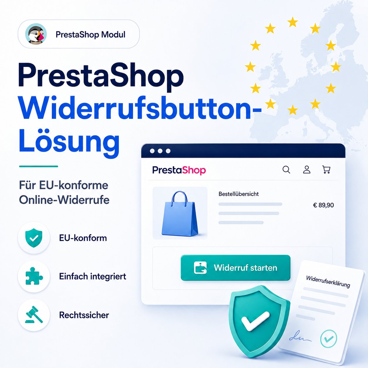 EU-konformer Widerrufsbutton für PrestaShop Modul Cover