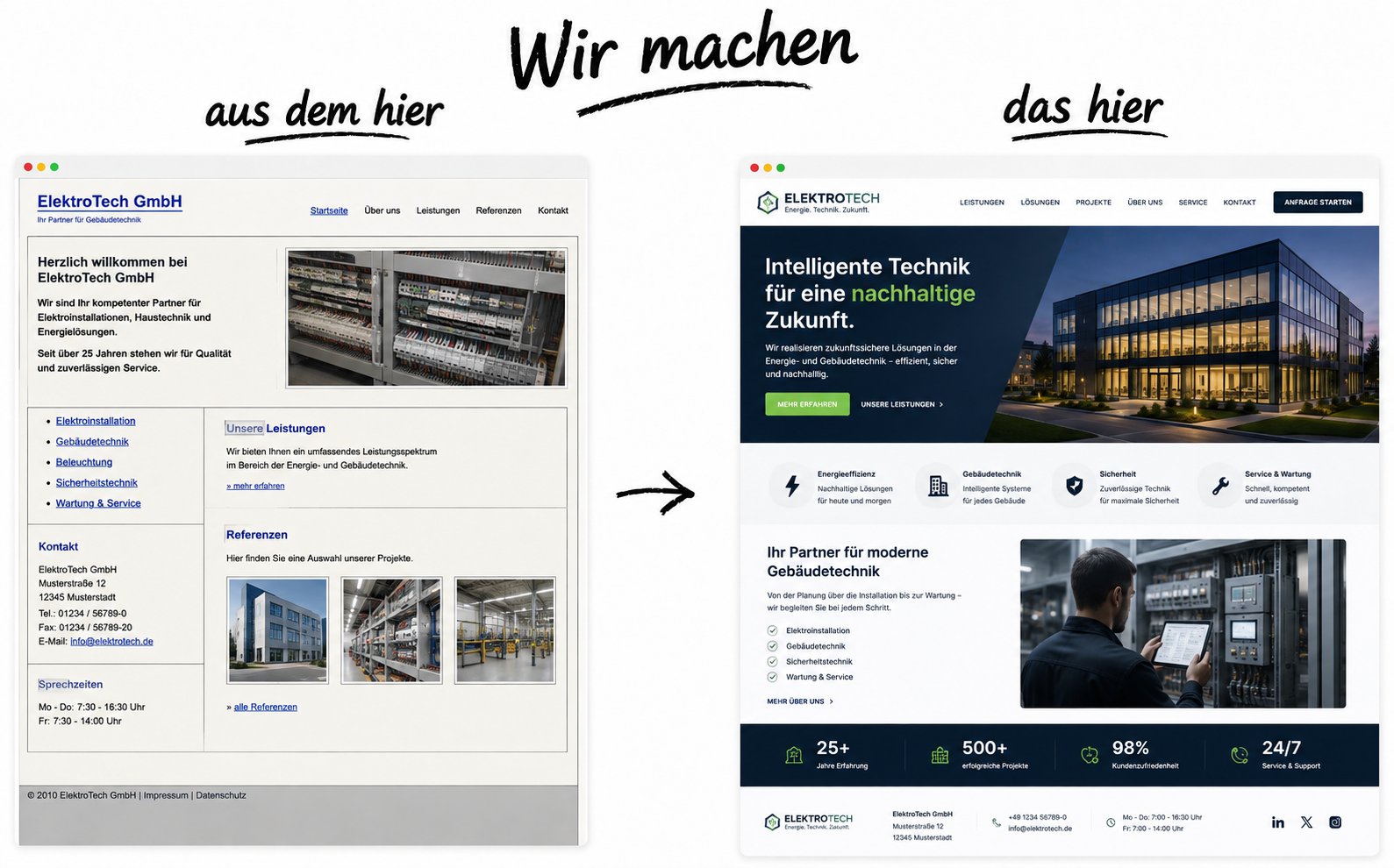 Illustration eines professionellen Website-Relaunchs im Bereich Energie- und Gebäudetechnik Illustration eines professionellen Website-Relaunchs im Bereich Energie- und Gebäudetechnik