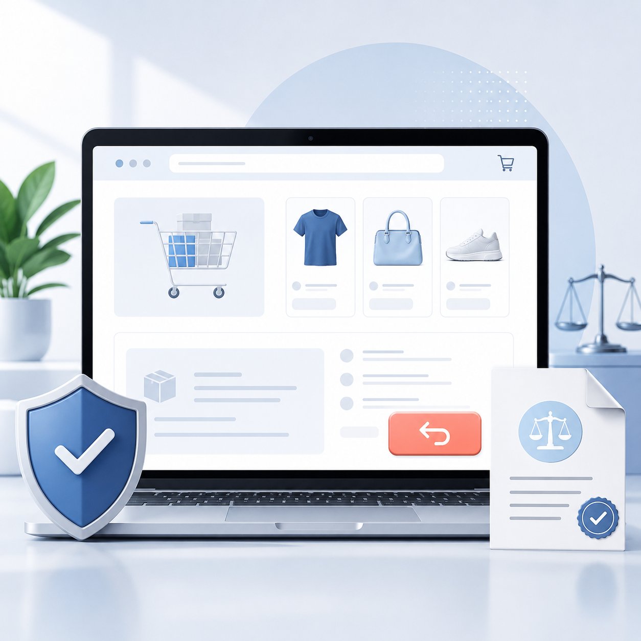 Illustration zur Einführung der Widerrufsbuttonpflicht im EU-Raum Der Widerrufsbutton ist jetzt Pflicht für Ihren Online-Shop – Neues Gesetz im Onlinehandel