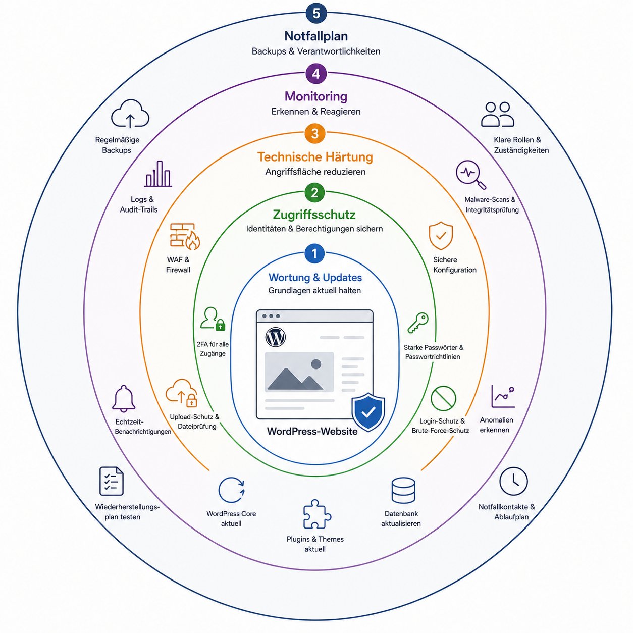 Mehrschichtiger WordPress-Schutz als Sicherheitsarchitektur