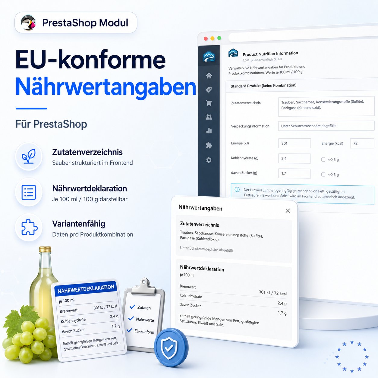Nährwertangaben-Modul für PrestaShop