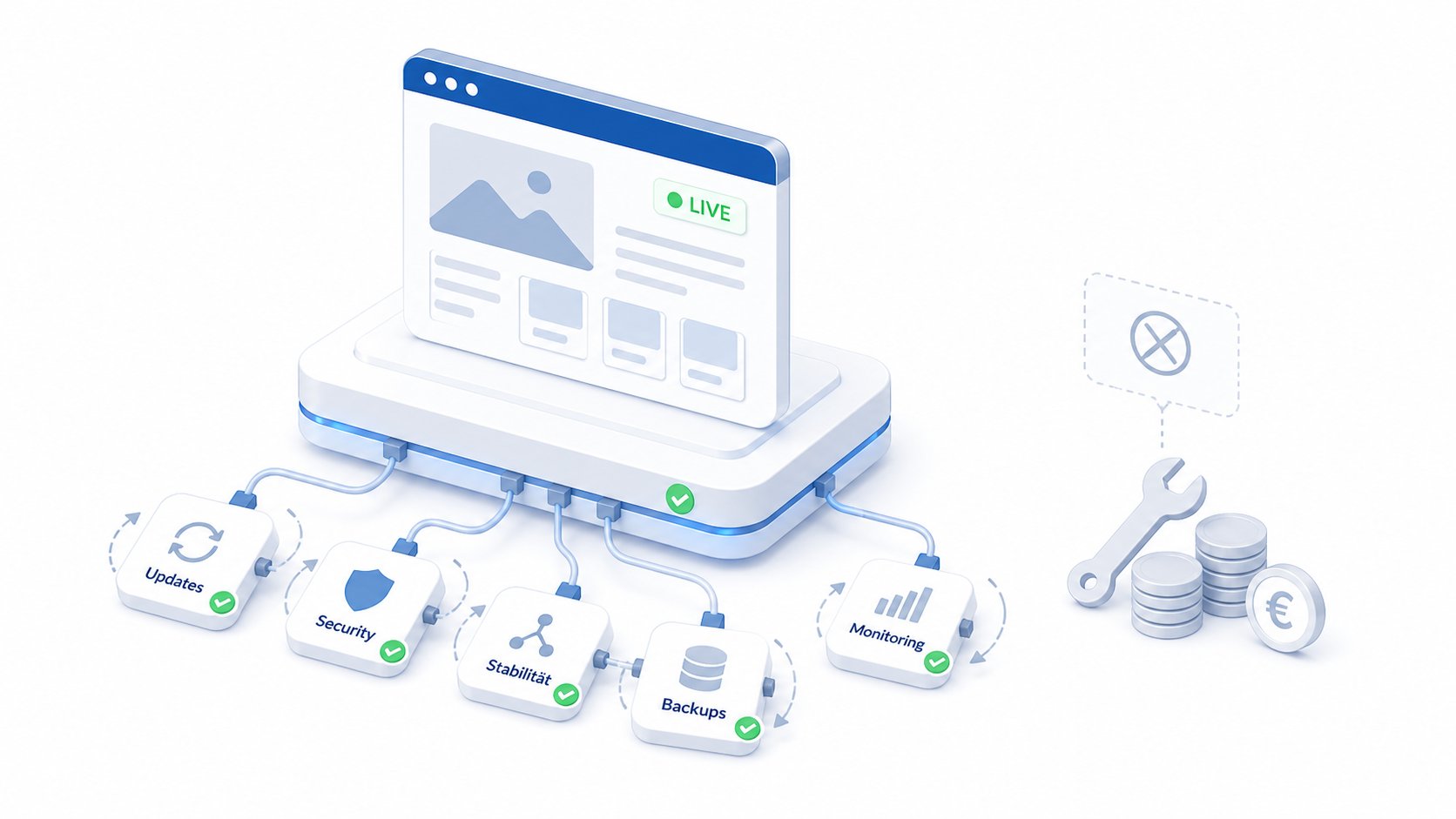 Wartungsarme CMS-Plattoform illustriert