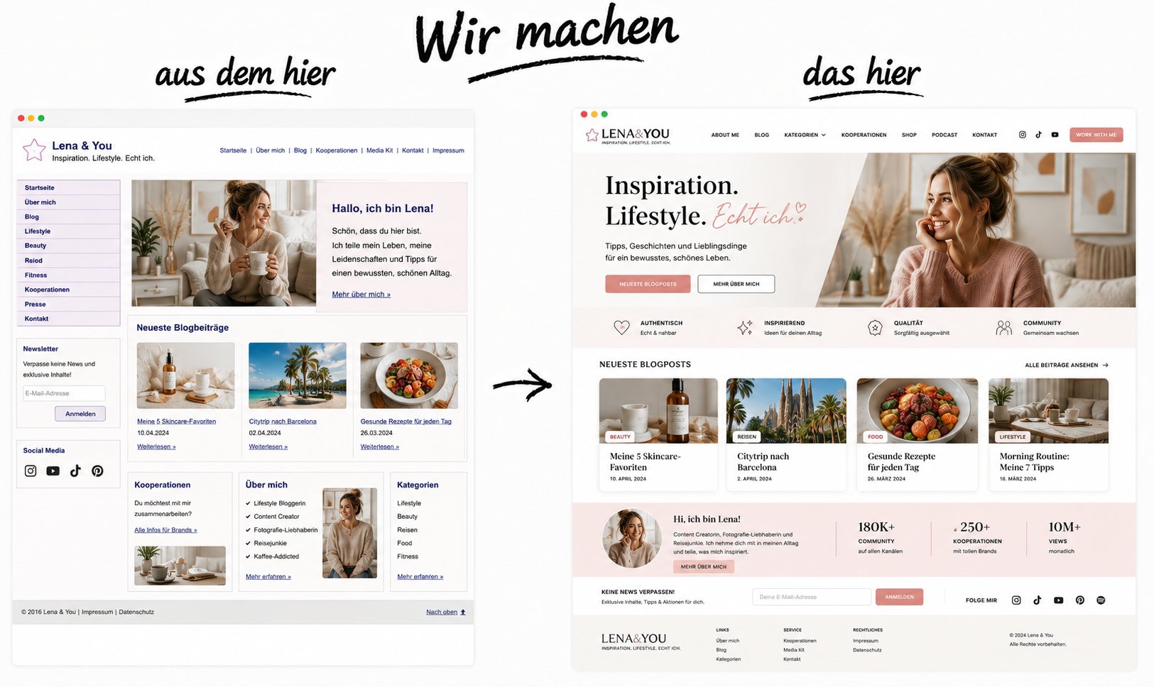 Website-Gestaltung Illustration Relaunch einer Personal Branding und Influencer Website Website-Gestaltung Illustration Relaunch einer Personal Branding und Influencer Website
