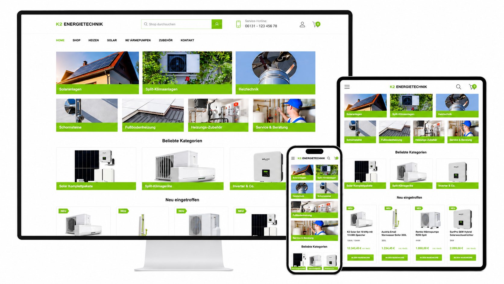 WooCommerce Shop K2-Energietechnik GmbH Case-Display WooCommerce Online-Shop-Erstellung für die K2-Energietechnik GmbH