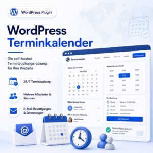 Online-Terminkalender für WordPress<div class="ope-cart-description"><p><b>WordPress Terminkalender ist eine self-hosted Terminbuchungs-Lösung für Ihre Website: mit 24/7 Online-Buchung, Services, Mitarbeitern, verfügbaren Zeiten, E-Mail-Bestätigungen und Erinnerungen – ohne Cloud-Zwang und ohne dauerhaftes Abo-Modell.</b></p>

<div class="module module-icon tb_d80m250 small icon_vertical">
 <div class="module-icon-item">
 <em class="tf_box" style="background-color:#4d7de1;color:#edf3ff">
 
 
 
 </em>
 <span>Self-hosted Terminbuchung</span>
 </div>

 <div class="module-icon-item">
 <em class="tf_box" style="background-color:#4d7de1;color:#edf3ff">
 
 
 
 </em>
 <span>Mehrere Mitarbeiter & Services</span>
 </div>

 <div class="module-icon-item">
 <em class="tf_box" style="background-color:#4d7de1;color:#edf3ff">
 
 
 
 </em>
 <span>E-Mail-Bestätigungen & Erinnerungen</span>
 </div>

 <div class="module-icon-item">
 <em class="tf_box" style="background-color:#4d7de1;color:#edf3ff">
 
 
 
 </em>
 <span>Einmal kaufen statt Abo-Wall</span>
 </div>
</div></div>